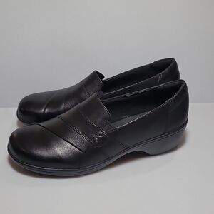 NEW Clarks Black Leather May MaryGold Loafer Shoes US 10 Wide